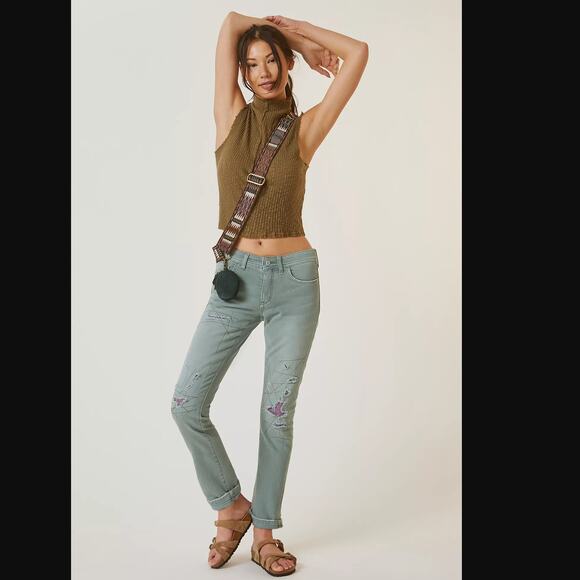 Anthropologie Patches Slim Boyfriend Jeans - New - 27 Waist - Picture 1 of 7